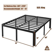 Load image into Gallery viewer, King size Heavy Duty Metal Bed Frame with Round Edge Legs - Headboard Compatible