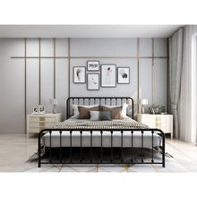 Load image into Gallery viewer, King Black Metal Platform Bed Frame with Rounded Corners Headboard Footboard