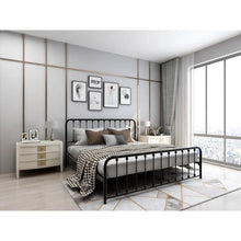 Load image into Gallery viewer, King Black Metal Platform Bed Frame with Rounded Corners Headboard Footboard