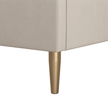 Load image into Gallery viewer, King Mid-Century Off-White Velvet Upholstered Platform Bed Frame with Headboard
