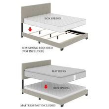 Load image into Gallery viewer, King size Gold Metal Canopy Bed with Upholstered Button-Tufted Headboard