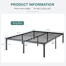 Load image into Gallery viewer, King 18-inch Metal Platform Bed Frame with Under-Bed Storage Space
