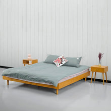 Load image into Gallery viewer, King size Mid-Century Modern Platform Bed Frame in Light Wood Finish