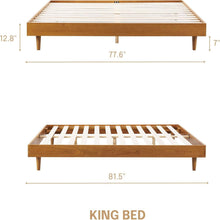 Load image into Gallery viewer, King size Mid-Century Modern Platform Bed Frame in Light Wood Finish