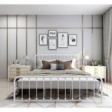 Load image into Gallery viewer, King White Metal Platform Bed Frame with Rounded Corners Headboard Footboard