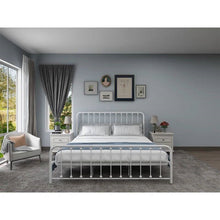 Load image into Gallery viewer, King White Metal Platform Bed Frame with Rounded Corners Headboard Footboard