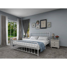 Load image into Gallery viewer, King White Metal Platform Bed Frame with Rounded Corners Headboard Footboard