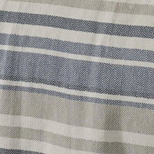 Load image into Gallery viewer, King size Navy Blue Tan Cream Chevron Stripe Lightweight Cotton Blanket
