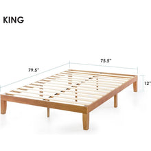 Load image into Gallery viewer, King size Solid Wood Platform Bed Frame in Natural Wooden Finish