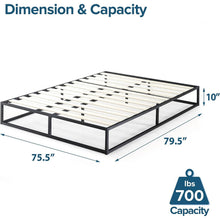 Load image into Gallery viewer, King size 10-inch Low Profile Modern Metal Wood Slat Platform Bed Frame