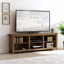 Load image into Gallery viewer, Farmhouse Style TV Stand with 6 Storage Compartments in Brown Oak Wood Finish