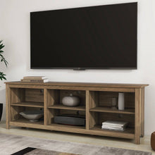 Load image into Gallery viewer, Farmhouse Style TV Stand with 6 Storage Compartments in Brown Oak Wood Finish