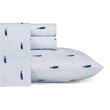 Load image into Gallery viewer, King size Coastal Beach 100-Percent Cotton Navy Blue White Stripe Sheet Set