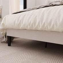 Load image into Gallery viewer, King size White Velvet Upholstered Platform Bed Frame with Wingback Headboard