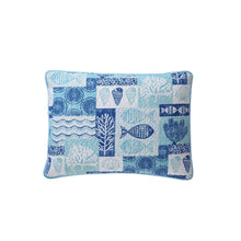 Load image into Gallery viewer, King size Aqua Blue Cream Beach Sea Shells Coral Fish Coastal 3-Piece Quilt Set
