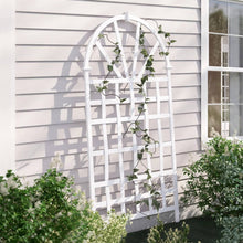 Load image into Gallery viewer, 77-inch Outdoor White Vinyl Lattice Garden Trellis with Arched Top