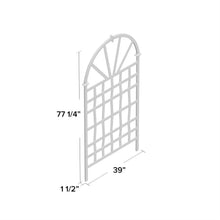 Load image into Gallery viewer, 77-inch Outdoor White Vinyl Lattice Garden Trellis with Arched Top