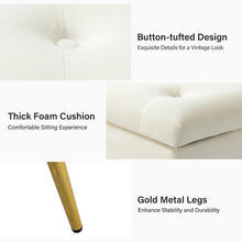 Load image into Gallery viewer, Mid-Century Modern Bed Storage Bench with Ivory Velvet Seat and Gold Legs