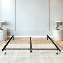 Load image into Gallery viewer, King size Heavy Duty 7-Leg Metal Bed Frame with Locking Rug Roller Casters Wheels