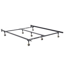 Load image into Gallery viewer, King size Heavy Duty 7-Leg Metal Bed Frame with Locking Rug Roller Casters Wheels