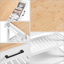 Load image into Gallery viewer, White Kitchen Island Cart with Drawer Storage Shelves and Locking Casters