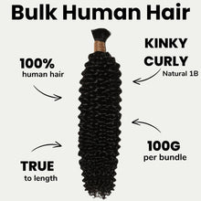 Load image into Gallery viewer, Kinky Curly Bulk 100% Human Braiding Hair