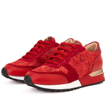 Load image into Gallery viewer, The Noir Red Leather Women Sneaker