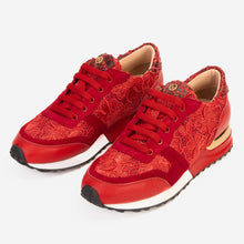 Load image into Gallery viewer, The Noir Red Leather Women Sneaker