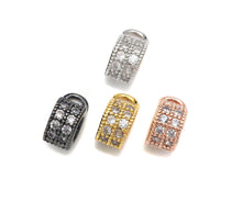 Load image into Gallery viewer, Clear CZ Micro Pave Double Row Charm Holder, Cubic Zirconia Round Ring Spacer Charm,Gold/Silver/Rose Gold/Black Tone,3x8mm,sku#L322