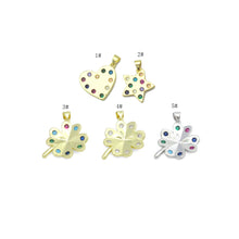 Load image into Gallery viewer, Colorful CZ Micro Pave Heart Star Clover Pendant Charm, Gold Filled star, heart, shamrock Charm, sku#L353