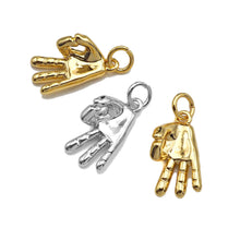 Load image into Gallery viewer, High Polished OK Hand Gesture Shape Pendant/Charm,Cubic Zirconia Charm, Necklace Bracelet Charm Pendant,10x16mm, Sku#L418