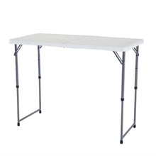 Load image into Gallery viewer, Adjustable Height White HDPE Folding Table with Powder Coated Steel Frame