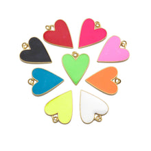 Load image into Gallery viewer, Gold Filled Black White Red Blue Enamel Heart Pendant, SKU#L504