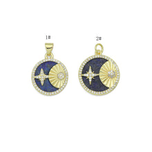 Load image into Gallery viewer, Gold North Star Moon on Lapis Charm, Sku#L706