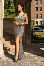 Load image into Gallery viewer, Lara 29528 - Thigh High Slit Beaded Gown