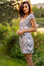 Load image into Gallery viewer, Lara 29909 - Beaded, V-neck Mini Dress