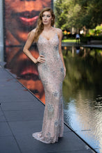 Load image into Gallery viewer, Lara Danika Floral Beaded Sheath Beaded Dress with Beaded Fringe