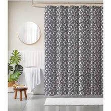 Load image into Gallery viewer, 72-inch Black White Leaf Pattern Shower Curtain in 100-Percent Polyester Fabric