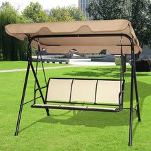 Load image into Gallery viewer, Outdoor Porch Patio 3-Person Canopy Swing in Light Brown