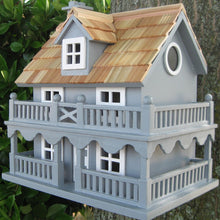 Load image into Gallery viewer, Light Blue Wooden Cottage Bird House with Removeable Back