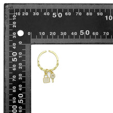 Load image into Gallery viewer, CZ Oval Link with Lock Key Adjustable Ring, Sku#LD140