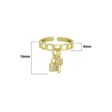 Load image into Gallery viewer, CZ Oval Link with Lock Key Adjustable Ring, Sku#LD140