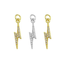 Load image into Gallery viewer, CZ Micro Pave Lightning Shape Pendant/Charm,Cubic Zirconia Charm,Necklace Bracelet Charm Pendant,4x20mm,Sku#LD22