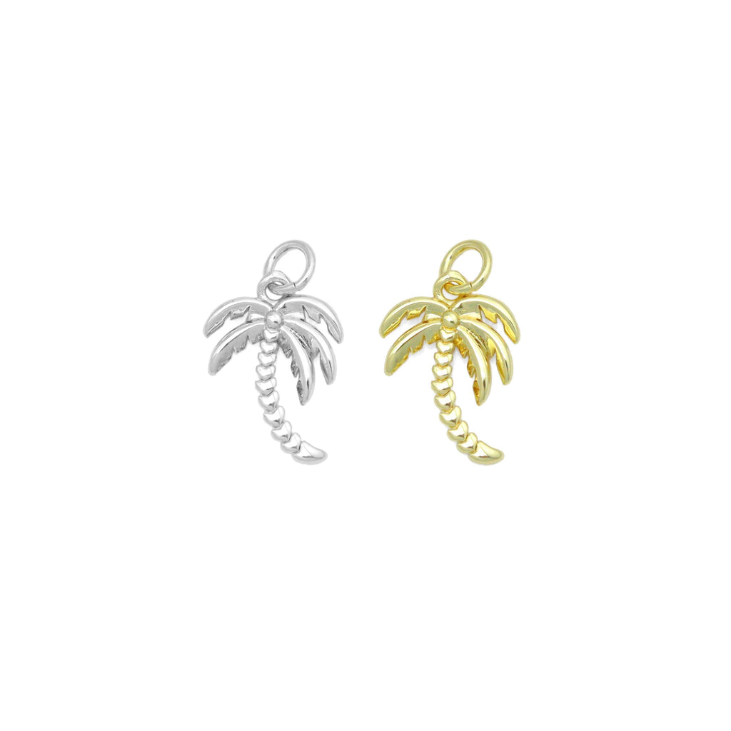 Gold Coconut Tree Shape Charm Pendant, Sku#LD695