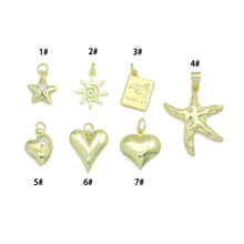 Load image into Gallery viewer, Gold Puffy Star Heart Passport Starfish Sun Charm Pendant,Sku#LD740