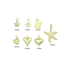 Load image into Gallery viewer, Gold Puffy Star Heart Passport Starfish Sun Charm Pendant,Sku#LD740
