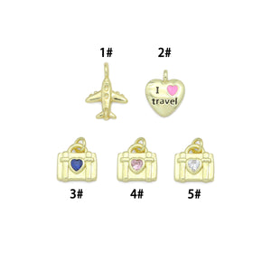 Air Plane I Love Travel Heart Camera Purse Charm Pendants,Sku#LD743