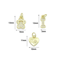 Load image into Gallery viewer, Clear CZ Gold Paw Horn Heart Bone Charm Pendant,Sku#LD750