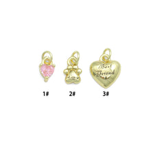Load image into Gallery viewer, CZ Gold Heart Ram's Horn Charm Pendant,Sku#LD752