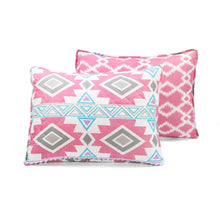 Load image into Gallery viewer, Twin Southwest Indian Style Polyester Pink Blue Striped Reversible Quilt Set